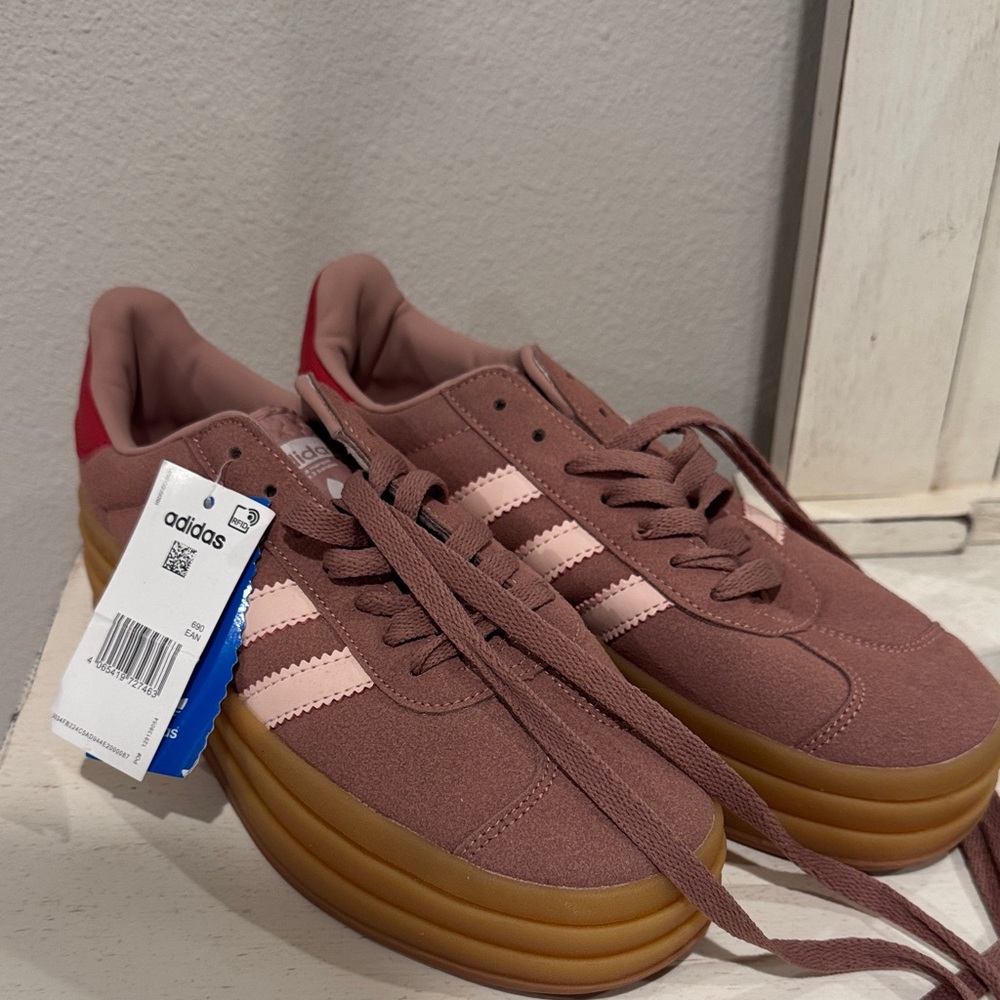 Adidas Pink and Brown Platform Sneakers